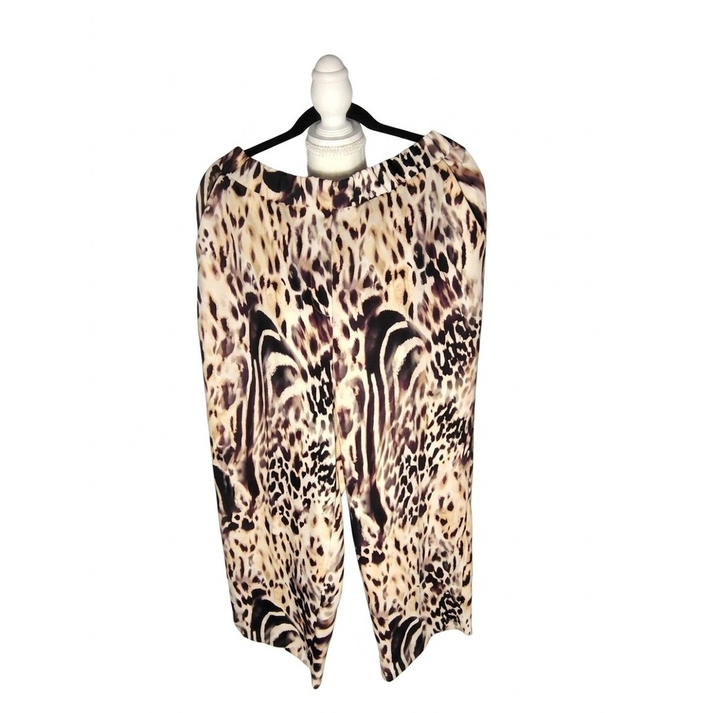 Chicos Brigit Mark Tapered Ankle Pants 3R Animal Print Caramel Apple Pull On NEW